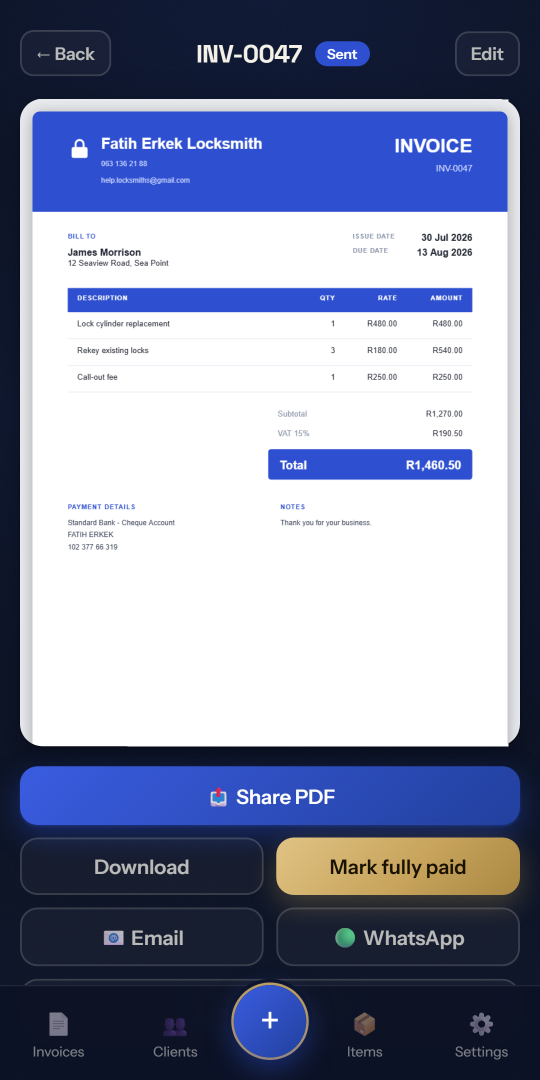 Invoice PDF preview