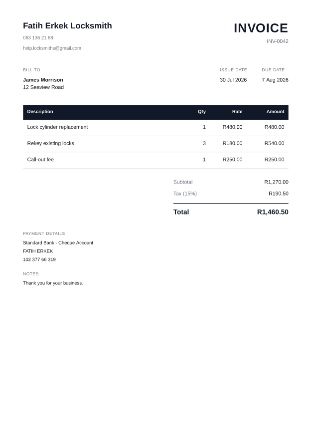 Classic invoice template