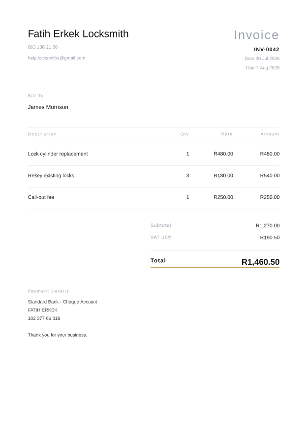 Minimal invoice template